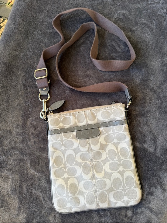 Coach Handbags - Coach Gray Crossbody with Signature 'C' Print